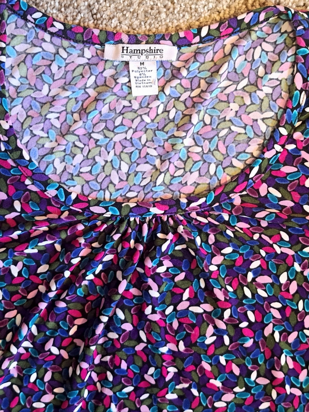 Hampshire Studio Multicolor Geometric Long Sleeve Top Women's Size Medium - Picture 3 of 6